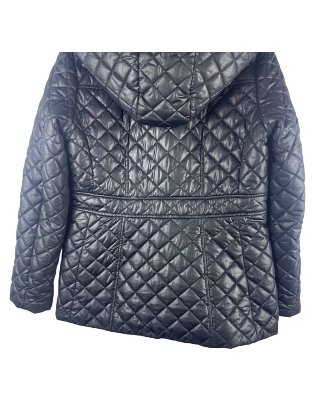 Kate Spade Black Quilted Puffer Jacket Coat Womens Medium Zip Front With Pockets - Picture 10 of 11
